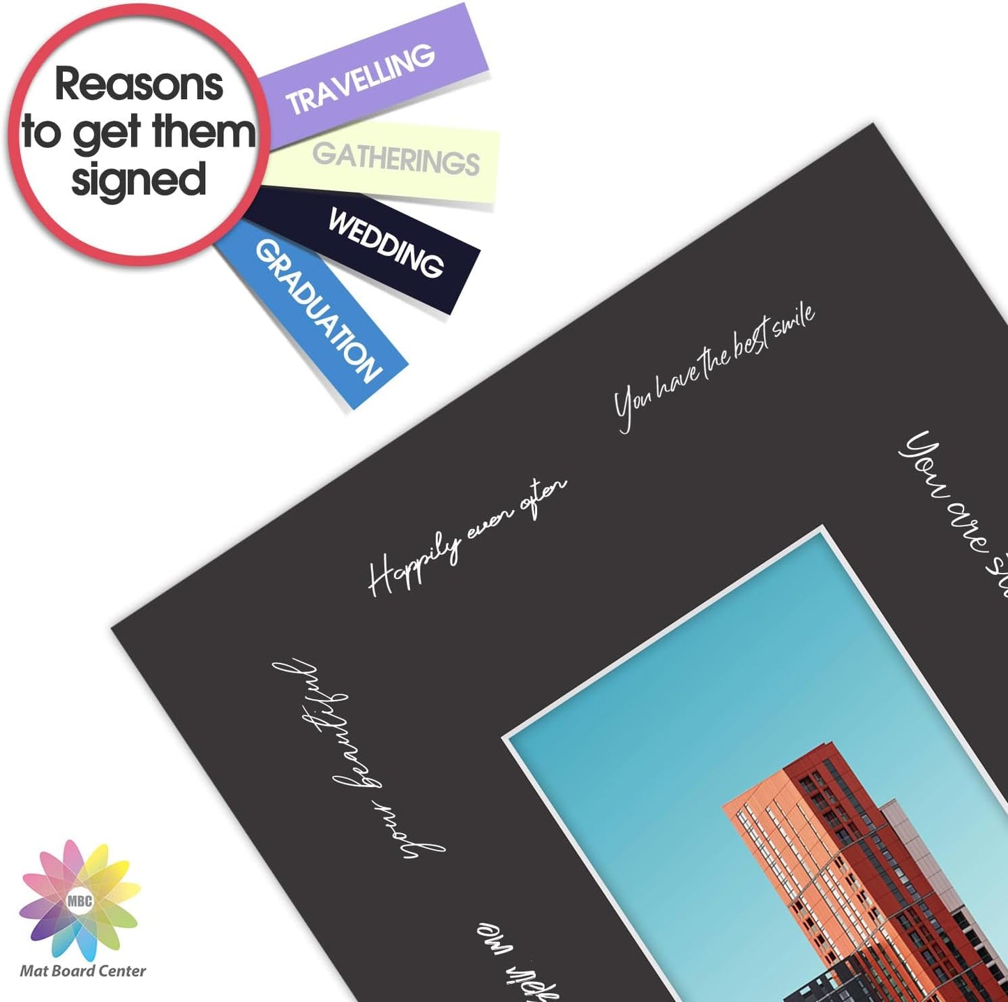 MBC MAT BOARD CENTER, 10 Pack 11x14 for 5x7 Black Picture Mats Frame Mattes, Bevel Cut, Acid Free, 4-ply Thickness