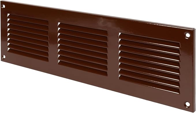 Repa Market 12x4 Inch Air Vent Cover/Brown Galvanized Steel Louvered Grill Cover with Mesh Screen/Wall or Ceiling Vent/Durable Flush Mount HVAC Register for Indoor and Outdoor Ventilation