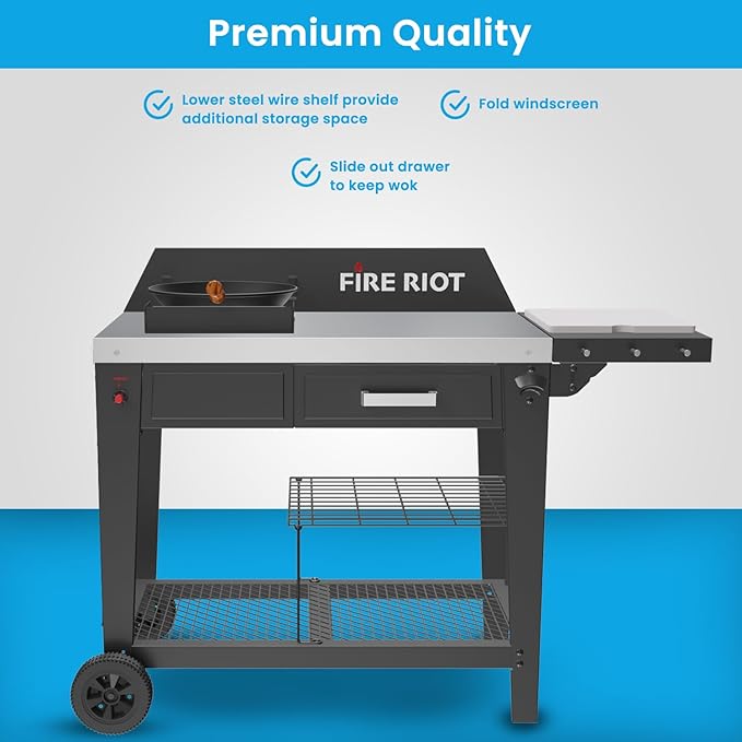 Heavy-Duty Outdoor Wok Cooking Station – 50,000 BTU Wok Burner - High-Performance 12.59” Carbon Steel Wok - Perfect for Stir-Frying, Searing, Tailgating, Fishing and Outdoor Wok Station