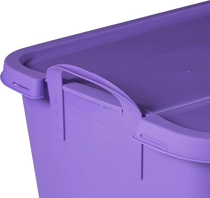 Life Story 6 Pack Light Duty Stackable Storage Bin, 55 Quart Home Organizer, Versatile Lightweight Locking Bins with Carrying Handles, Purple