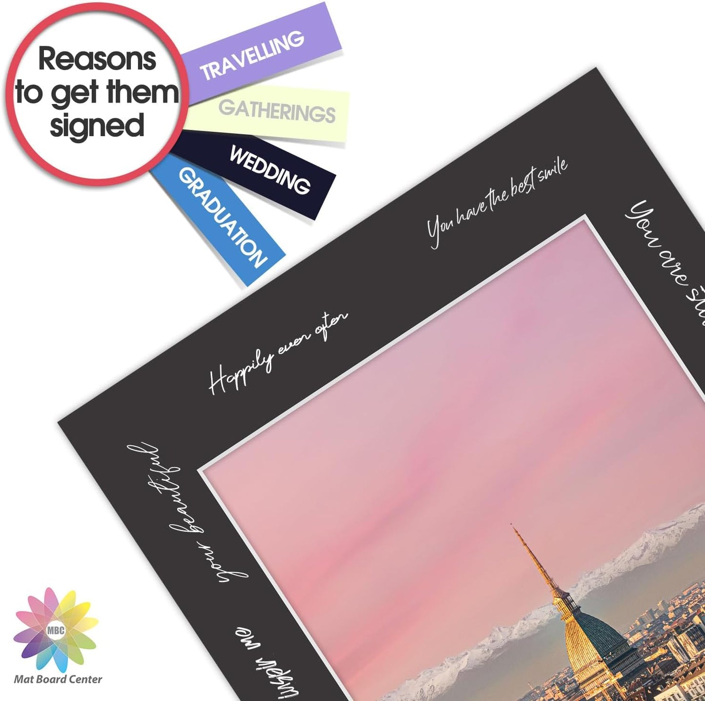 MBC Mat Board Center, 10 Pack 12x16 for 9x12 Black Picture Mats Frame Mattes, Bevel Cut, Acid Free, 4-ply Thickness