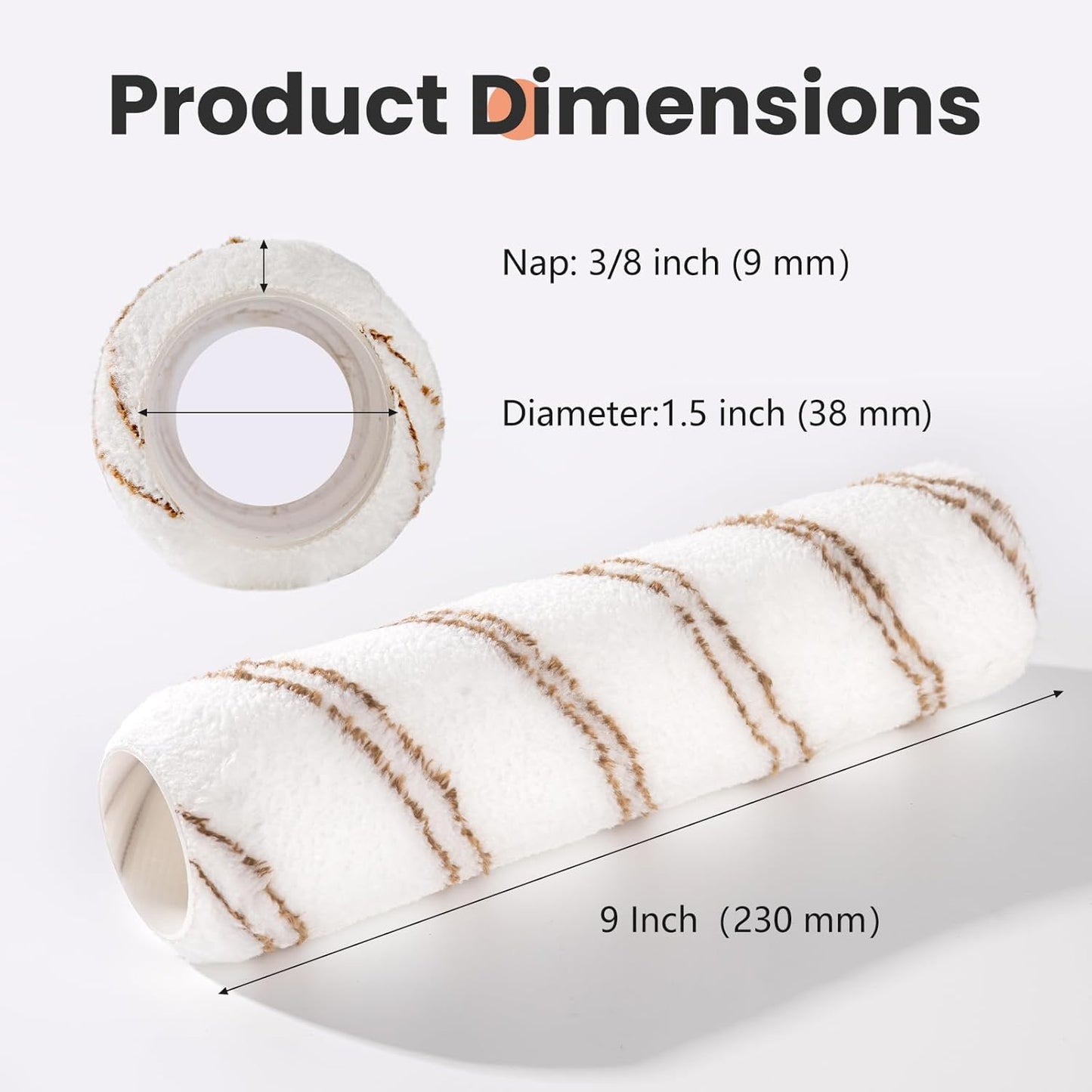 Mister Rui 9 Inch Microfiber Roller Covers, 3/8" Nap, 5 Pack, Paint Rollers for Painting, Roller Sleeves for Walls & Ceilings, Reusable Paint Rollers for Smooth Finish