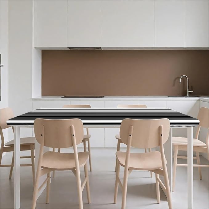 Rectangle Table Cloth Cover Waterproof Elastic Fitted Polyester Fitted Tablecloths for 8 Foot Tables for Indoor,Picnic, Camping, Outdoor (96" x 30",Stripe)