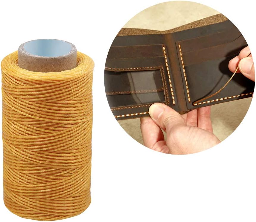 284 Yards Waxed Thread, 210D Heavy Duty Upholstery Wax Thread for Leather Sewing,0.8mm Flat Waxed Linen Cord for Bookbinding/Shoe Repairing/Leather Projects
