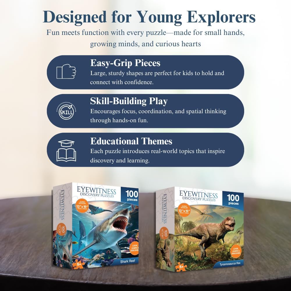 Eyewitness Discovery Puzzle Endangered Species, 100 Piece Jigsaw for Kids, Educational Learning Toy for Boys & Girls, Children Ages 5+