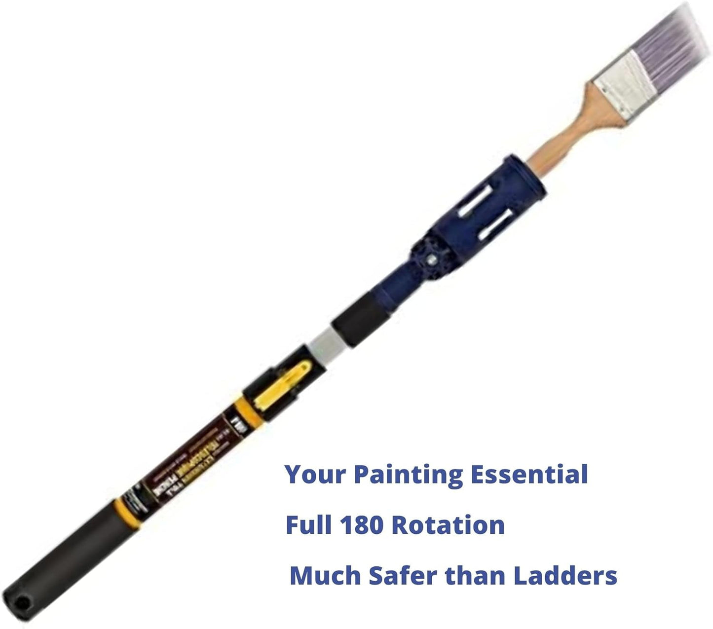 Multi-Angle Paint Brush Extender - Extension Pole Attachment Holder for Paint Brush, Roller, Scraper - for Walls, Trims, Corners, Ceilings & Hard to Reach Areas - Rotating Head, Secure Handle Grip