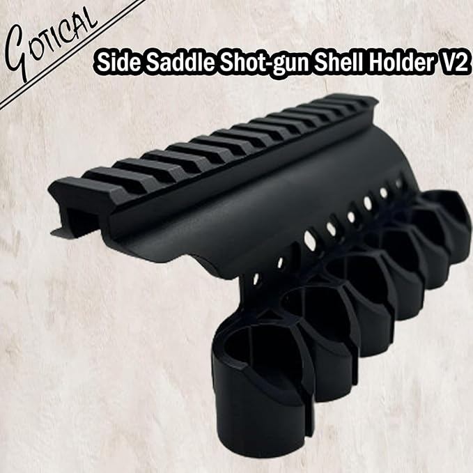 Gotical – Quick Detach Saddle Side 12 Gauge 6 Round Shell Holder Carrier Plate Carrier Kit Mossberg 500/590 Side Saddle & Durable