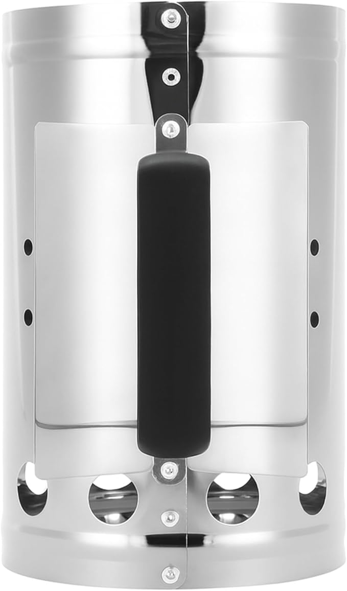 Charcoal Chimney Starter, BBQ Grill Quick Rapid Fire Starter Chimney for Outdoor Barbecue Cooking Camping, Sturdy and Easy to Use, Stainless Steel(10.62" x 6.3")