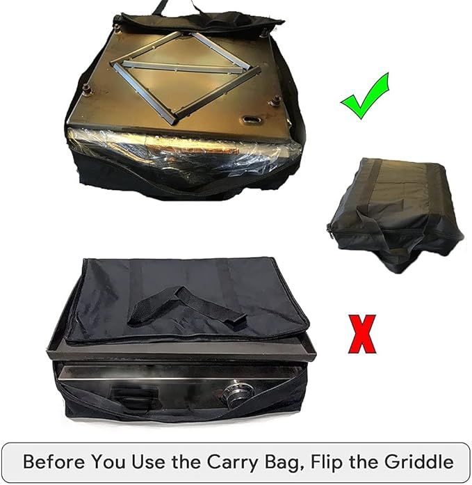 Griddle Cover and Carry Bag for Blackstone 17 Inch Griddle with Hood Lid, 600D Heavy Duty Cover for 17 Inch Tabletop Gas Griddle, Waterproof Grill Bag for Blackstone Accessories