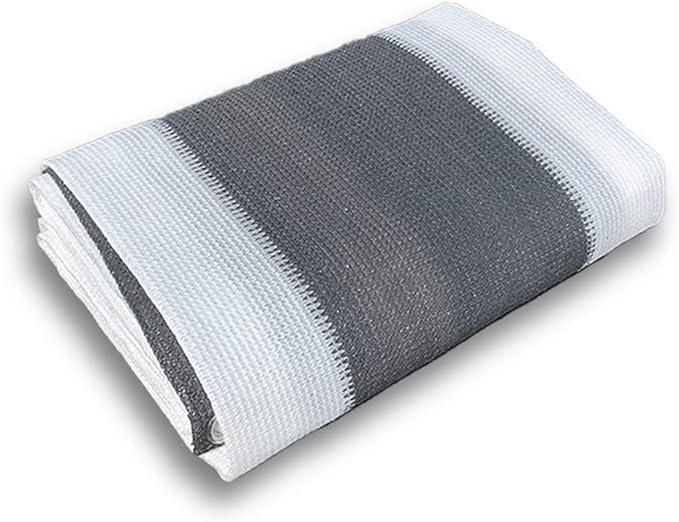 SUNNY GUARD 3'x16' Balcony Deck Privacy Screen Fence, Apartments Railing Screen Heavy Duty Wind Screen for Outdoor,Backyard,Patio Privacy(Silver Gray White Stripes