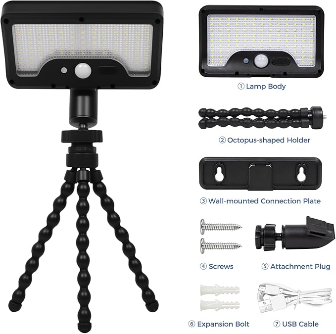 2 Pack Solar Grill Lights with 92 LEDs, 3 Motion Sensor Light Modes & Energy-Saving Desigh, 360° Adjustable Smoker BBQ Grill Accessories, Octopus Shaped, Grill Gifts for Him Her Parents Husbands
