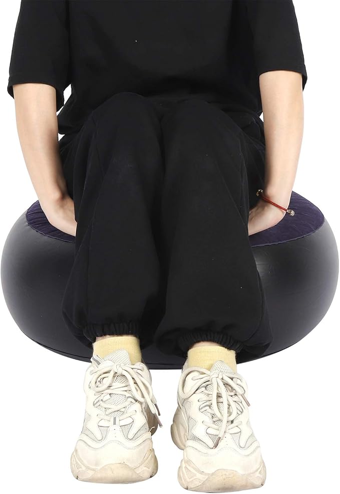 ANGGREK Inflatable Ottoman,Blow Up,Portable Outdoor Camping Chair Inflatable Flocking Stool Footrest for Home Office Travel