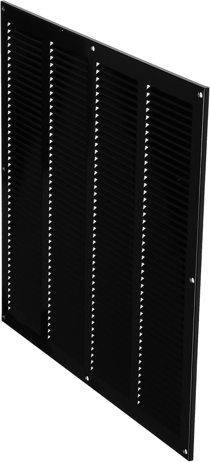 Repa Market Air Vent Cover 16x16 Inch (Outer Dimensions) Black Galvanized Steel Louvered Grill Cover with Mesh Screen/Wall or Ceiling Vent/HVAC Register for Indoor and Outdoor Ventilation