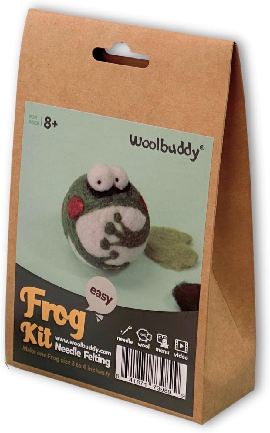 Woolbuddy π‘π²π²π±πΉπ² ππ²πΉππΆπ»π΄ ππΆπ β DIY Animal Craft Set for Beginners with Core Wool, Felting Supplies, Tools & Instructions β Fun Creative Kit for Adults & Kids (Frog)