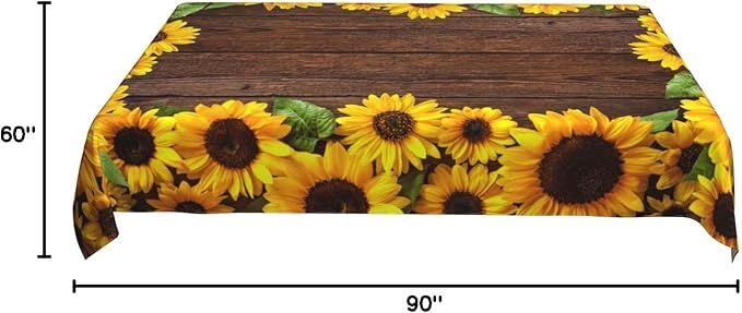 Worltoldb Sunflower Tablecloths Polyester Table Cloth for Kitchen Dinning Table Washable Table Cover for Parties Wedding Picnic Farmhouse