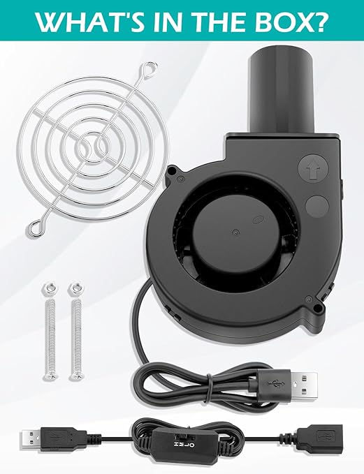 97mm x 33mm USB Centrifugal 5V Air Blower Brushless Fan with Tube for Replacement Fireplace Forge Smoker BBQ Electronic Cabinet Squirrel Cage Cooler