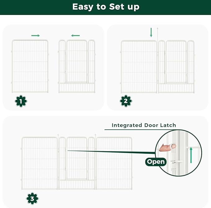 FXW Garden Fence Outdoor for The Yard – 40in(H) x 36.4ft(L) Heavy Duty Metal Animal Barrier for Dog and Rabbit, Decorative Dog Fence, 16 Panels, White