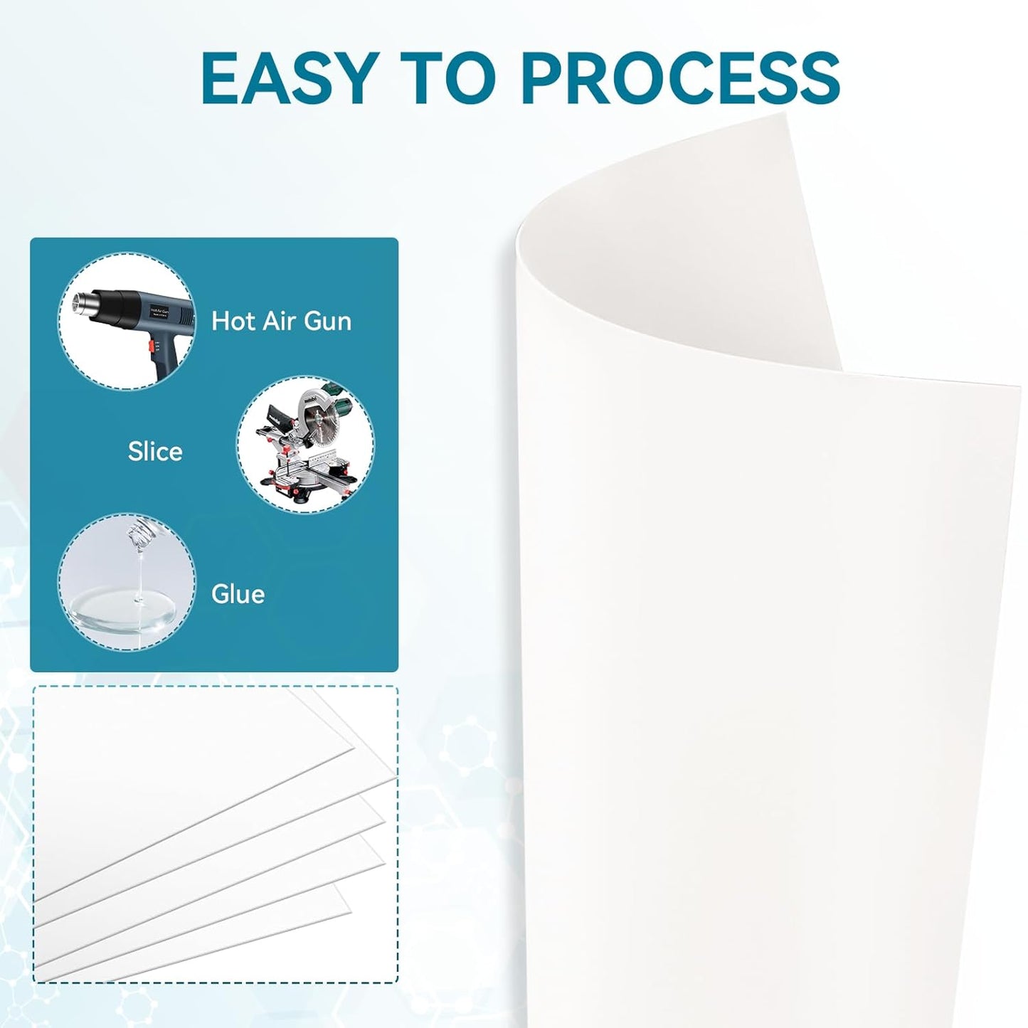 5 Pack White Plastic Sheets 8x12x0.04in Flexible High Tensile Plastic Sheets Hard Plastic Panel for DIY Materials Handicrafts Home Decoration