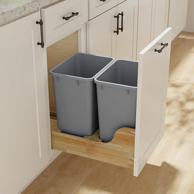 ROOMTEC Lightweight and Durable Slim Trash Can, Wastebaskets for Office, Workspace, Kitchen, Bathroom
