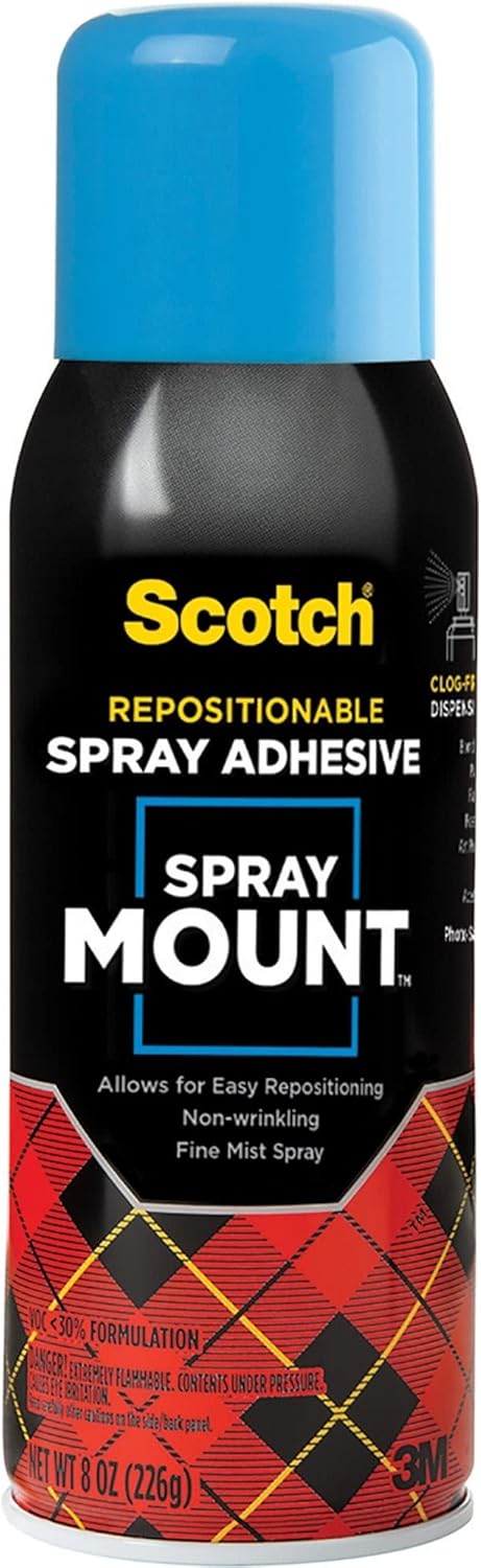 Scotch Spray Mount Repositionable Adhesive, 10.25 oz – Removable/Restickable Spray Glue for Layouts, Mock-Ups, Photos & Crafts (Acid-Free, Clear Drying)