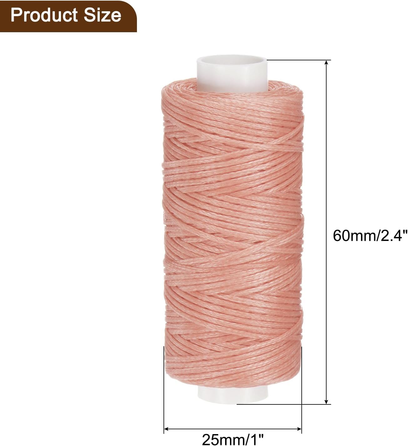 uxcell Leather Sewing Waxed Thread, 55 Yards / 50m 0.8mm 150D Flat Polyester All-Purpose Threads for Leather Crafts, Bookbinding, Pink