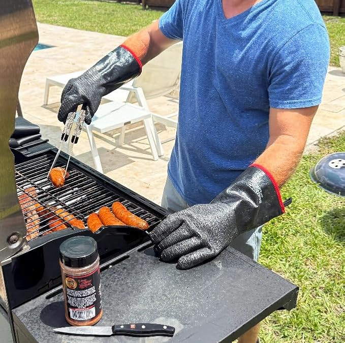 MagneCHEF Freedom BBQ Gloves 932°F Heat Rated Magnetic EZ On Off Safety Clips Waterproof for Grills Smokers Fryers Ovens (18")