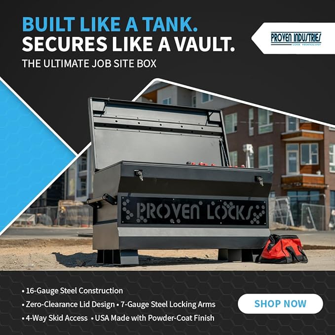 Proven Industries 48" Job Site Box, Heavy Duty Steel Tool Box, Made in the USA