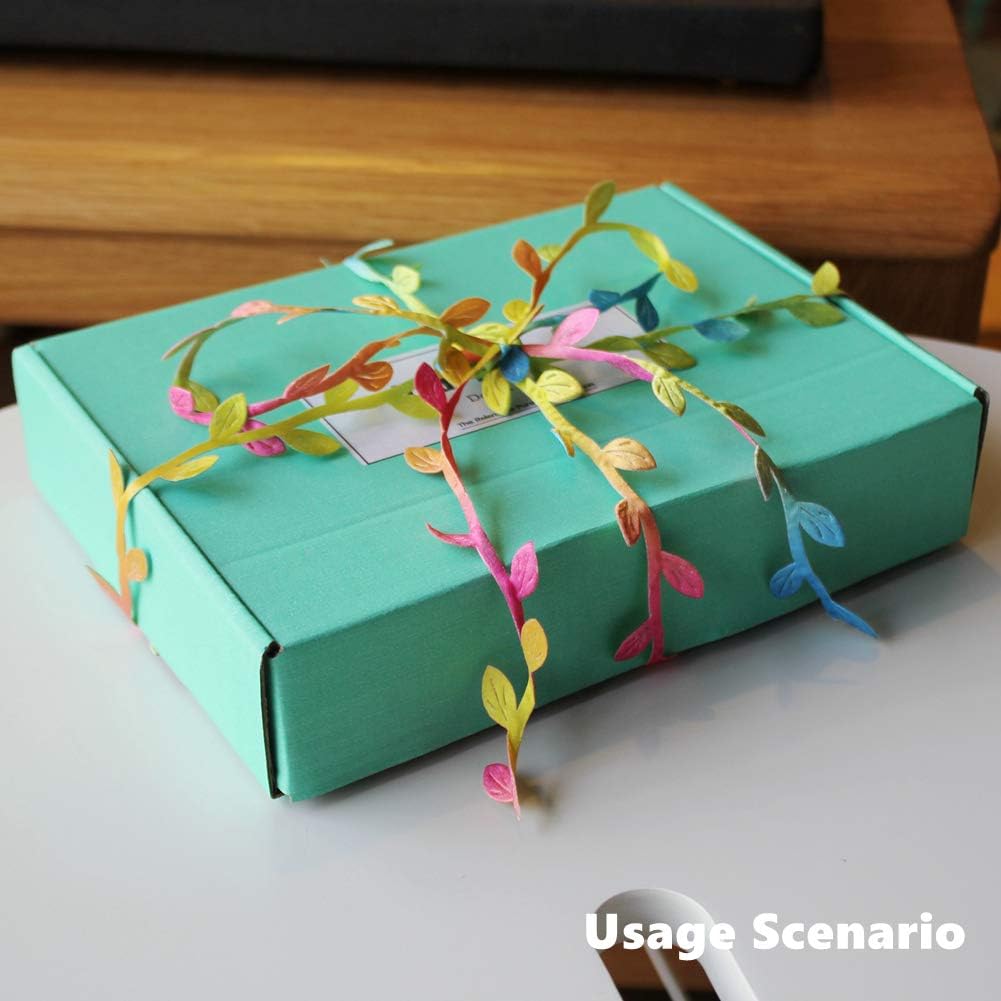 BASOKAN Colorful Rainbow Leaves Leaf Ribbon Trim Rope - 20 Yards - for Garland DIY Crafts and Party Wedding Home Decorations