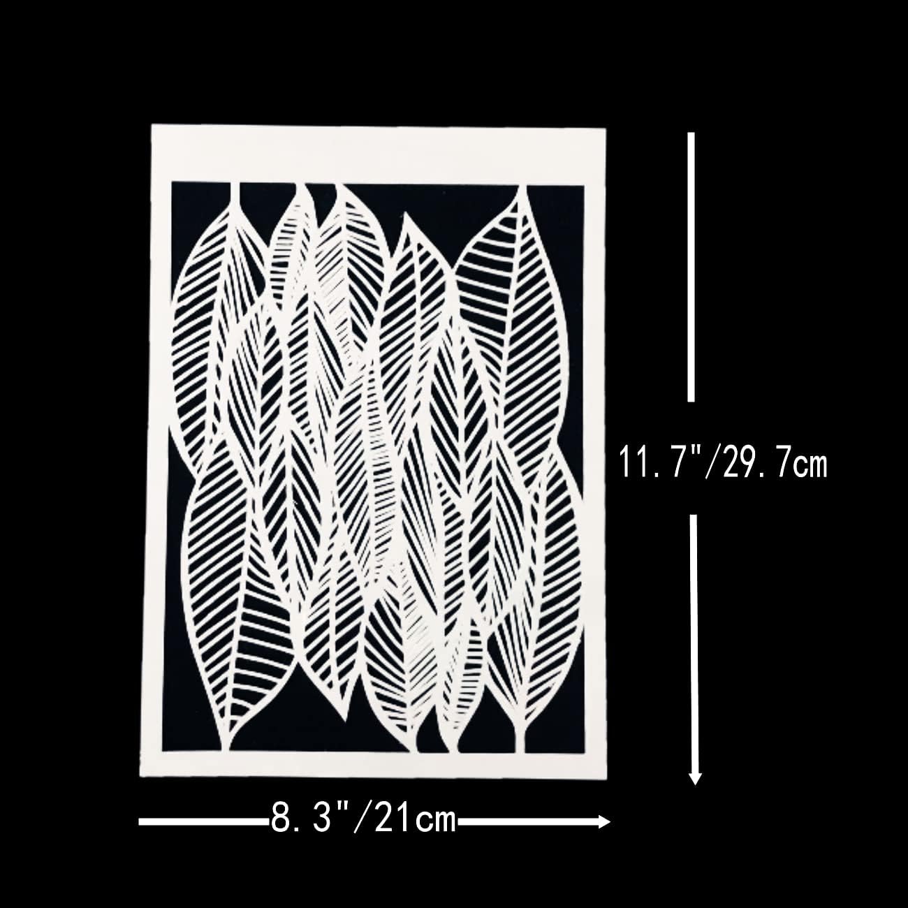 TIAMECH 6 Pcs A4 Reusable Geometric Stencils for Painting - Hollow Leaves & Abstract Curve Lines Texture Layering Templates, DIY Wall Art, Furniture, Scrapbook & Crafts