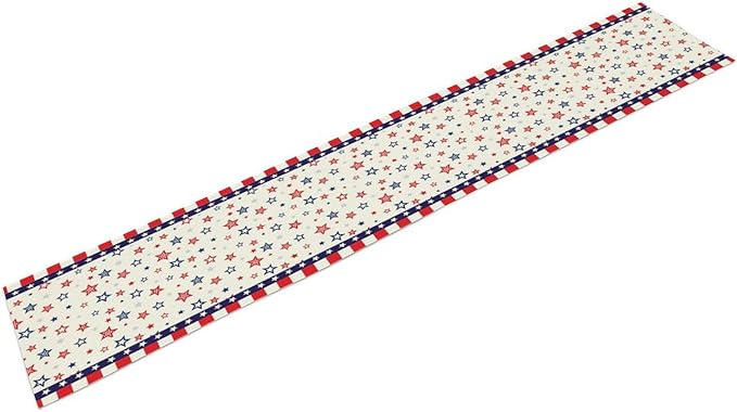 4th of July Table Runner, America Memorial Day Independence Day Stripe Stars Patriotic Table Runner for Home Kitchen Dining Indoor Holiday Farmhouse 13x60in