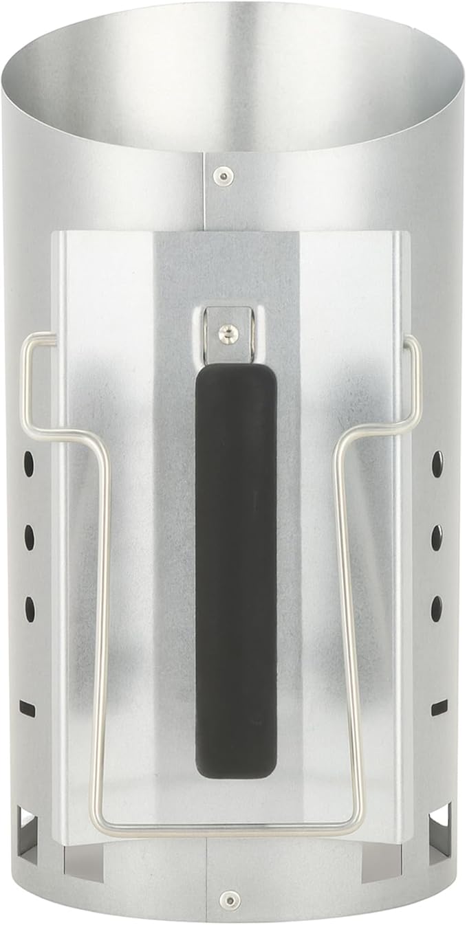 Charcoal Chimney Starter with 24 Pcs Natural Fire Starters, Heavy Duty Barbecues Chimney Starter for Charcoal Grill and BBQ, Easy Grip and Sturdy and Rapid Fire Starter, Zinc Steel