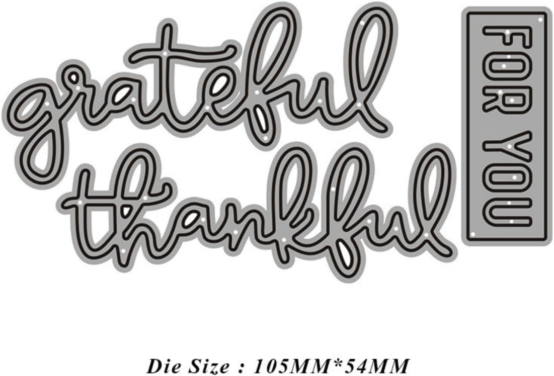 Metal Cutting Dies DIY Merry Christams Embossing Stencil Template Scrapbooking Card Making Mold Photo Album Arts Crafts Tools (Thankful Grateful for you-10.5x5.4cm)