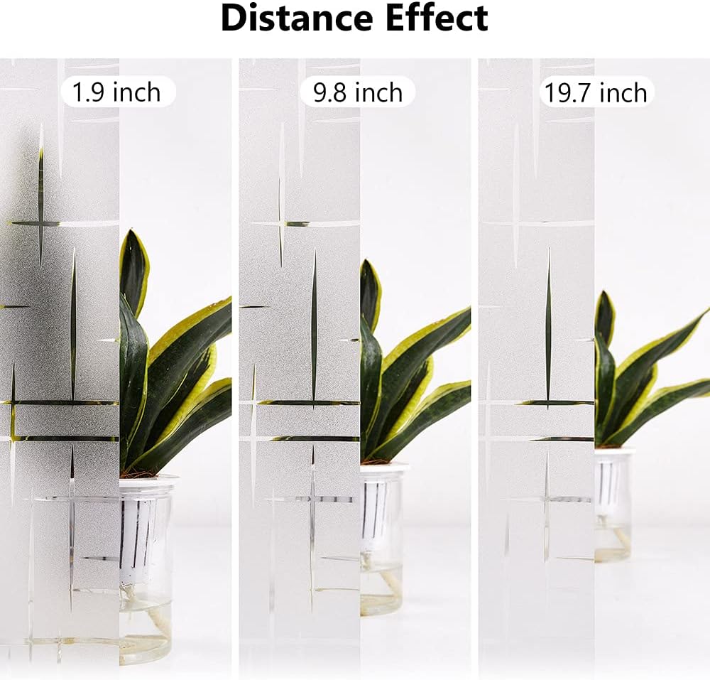 NINETREX Frosted Window Privacy Film,Window Cling Privacy Film, Decorative Glass Static Cling Non-Adhesive Vinyl Removable for Home Office Cross Pattern,23.6 x 78.7Inches