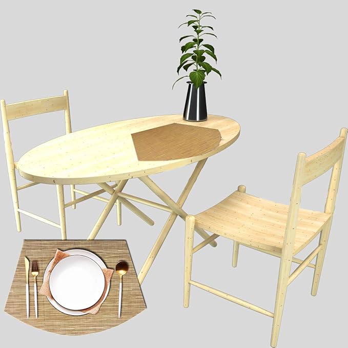 PIGCHCY Wedge Shaped Placemats Set of 6 with Centerpiece Round Mats Washable Kitchen Placemats Heat-Resistant Table Mats(Beige)