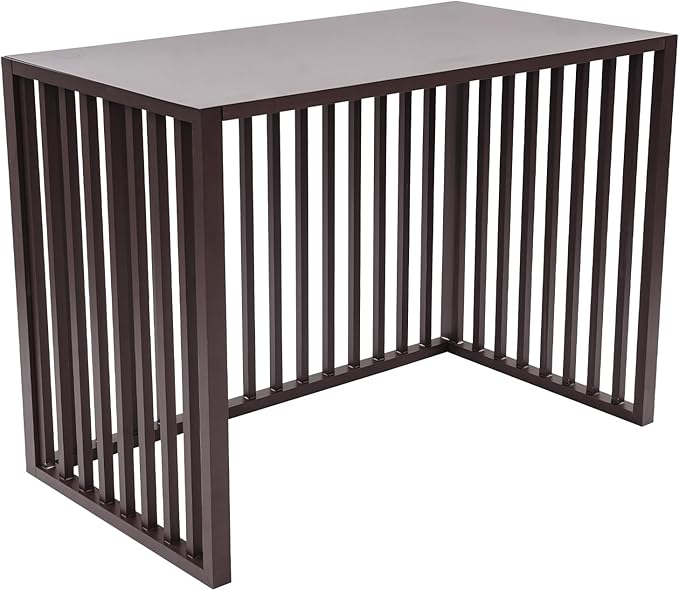 Air Conditioner Fence with Top Cover, 4 Panels 43.3 "L x 23.6 "W x 31.5 "H Privacy Fence Panels for Outside, Freestanding Metal Trash Can Hider Outdoor, No-Dig Air Conditioner Sun Blocker Kit (Brown)
