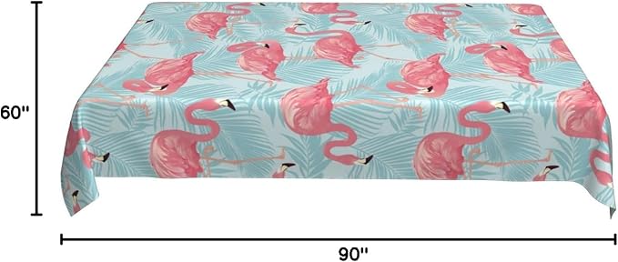 Worltoldb Flamingo Palm Leaf Tablecloths Polyester Table Cloth for Kitchen Dinning Table Washable Table Cover for Parties Wedding Picnic
