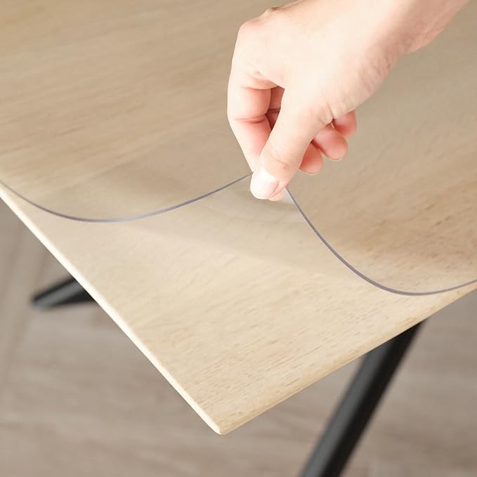 Clear Table Cover Protector, 40x88 inch , German Quality with 2 Mm Thickness, Stain Resistant Dining Pad with Beveled Edges, Washable Tablecloth, Fitted Clear Desk Cover for Indoor & Outdoor Use