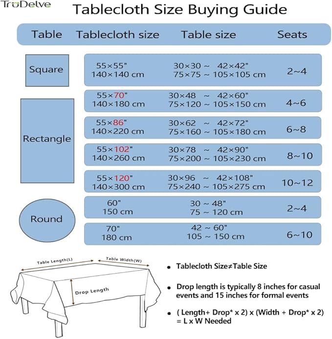 TruDelve 120 Inch Extra Long Tablecloth Blue and White Striped Tablecloths Washable Table Cloths for 8 Foot Rectangle Tables (Blue,120"x55",Rectangular)