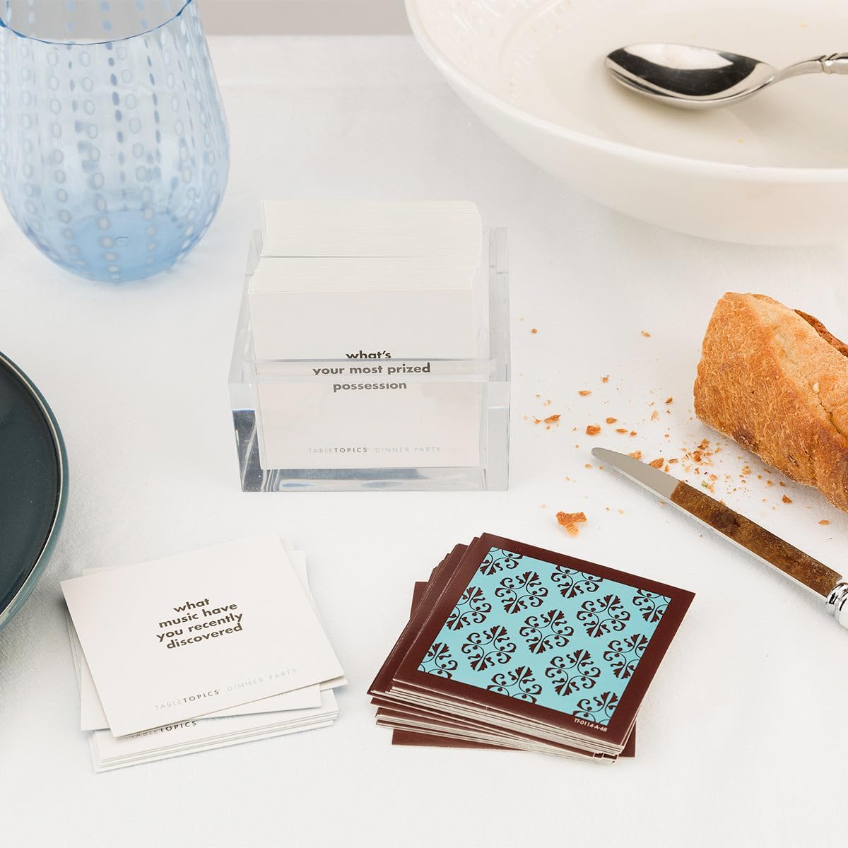 TableTopics Dinner Party Conversation Cards for Adults to Enjoy Getting to Know Each Other, 135 Entertaining Questions & Ice Breakers for Parties & Gatherings, Unique Host Gift