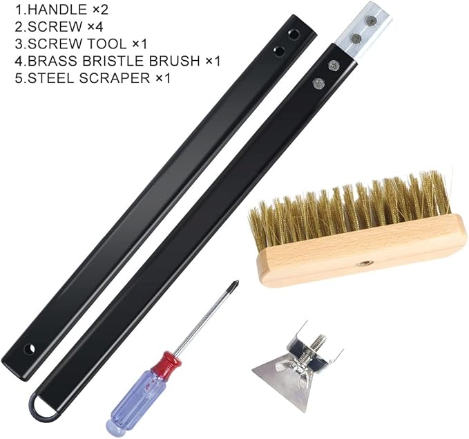Pizza Oven Brush with Scraper Brass Bristles Pizza Brush for Pizza Oven 40.5”Pizza Stone Brush…