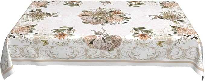 Worltoldb Retro Vintage Hydrangea Tablecloths Polyester Table Cloth for Kitchen Dinning Table Washable Table Cover for Parties Wedding Picnic