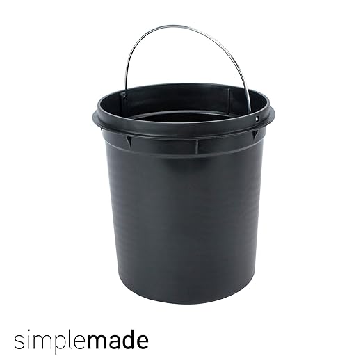 SIMPLEMADE Round Step Trash Can, Stainless Steel with Lid, Small Metal Wastebasket/Garbage Can for Bathroom, Office, Black, 5 Liter / 1.3 Gallon -