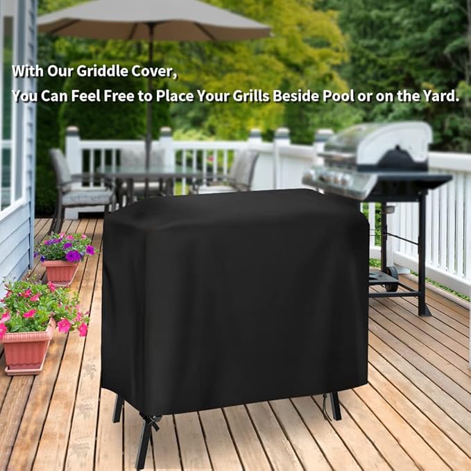 Griddle Cover for Yukon Glory Portable Grill Table, Outdoor 22 inch 17 inch Griddle Table Cover Waterproof Grill Stand Cover BBQ Grilling Cover Black - 34" L×24" W×32" H