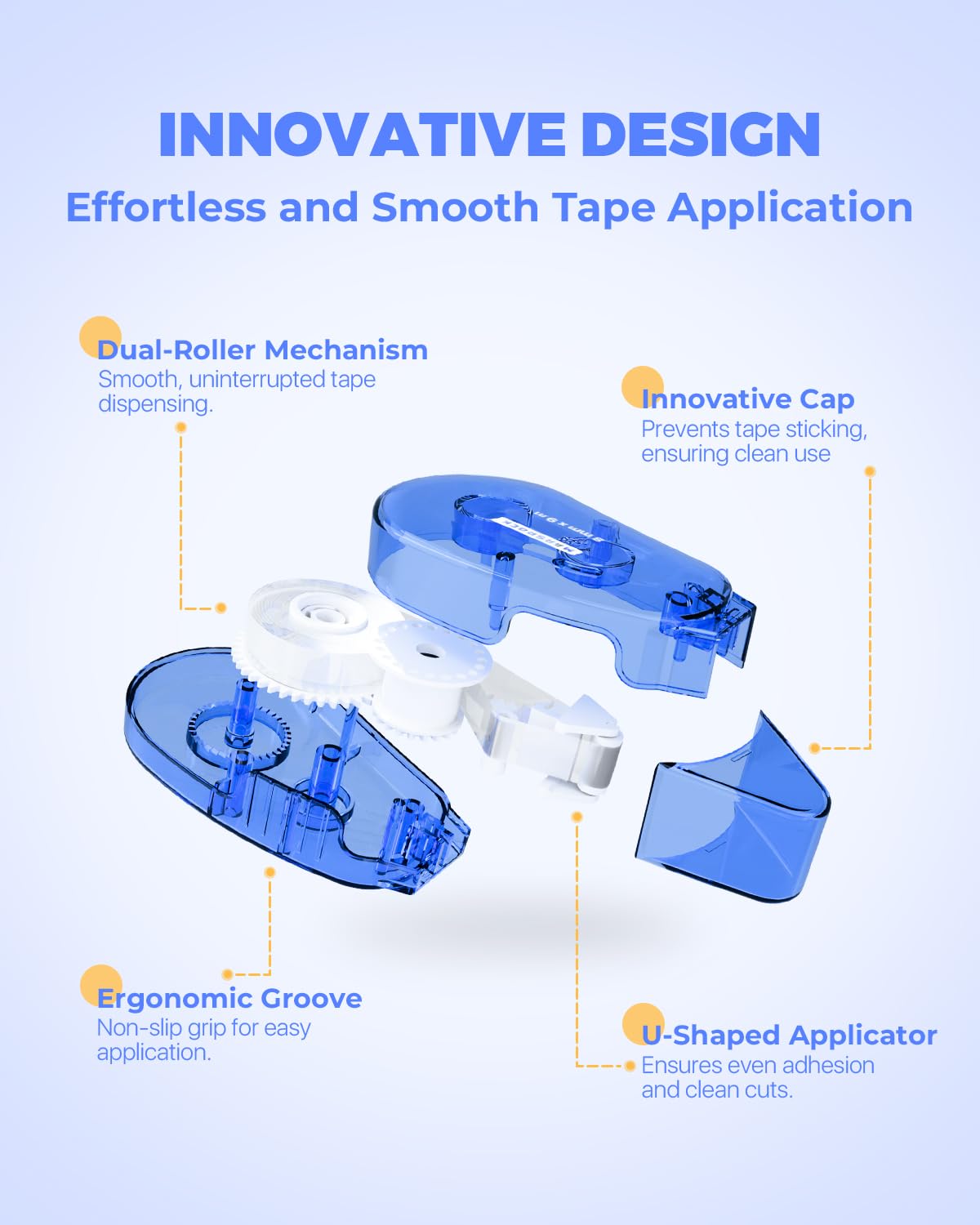 Double-Sided Tape Roller for Scrapbooking 12-Pack (0.31IN x 30FT) Adhesive Tape Glue Runner, Scrapbook Supplies and Craft Supplies for Scrapbooking, Gift Wrapping and Photo Tape