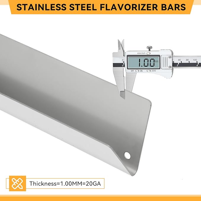 17.5 Inch Stainless Steel Flavorizer Bars for Weber Genesis 300 Gas Grills with Front-Mounted Knobs, for Genesis E310, E320, E330, S310, S320, S330, Replacement for Genesis Grill Parts 7620, 5 PCS