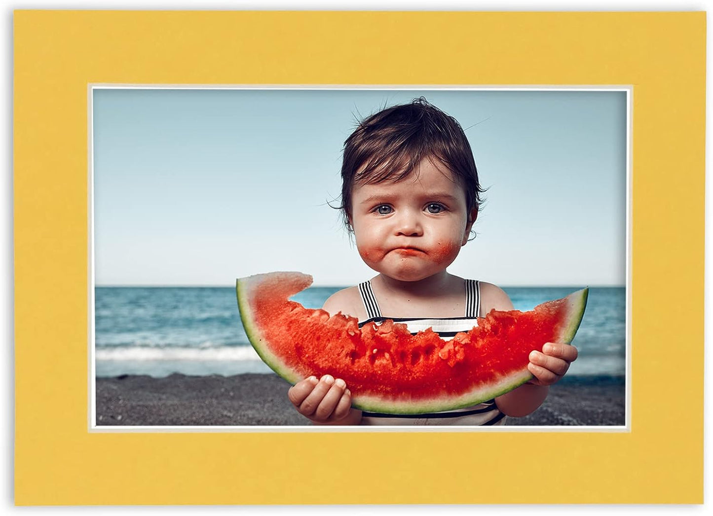 Pack of Ten 11x14 Mats Bevel Cut for 8.5x11 Photos - Acid Free Chamois Yellow Precut Matboards for Pictures, Photos, Framing - 4-ply Thickness