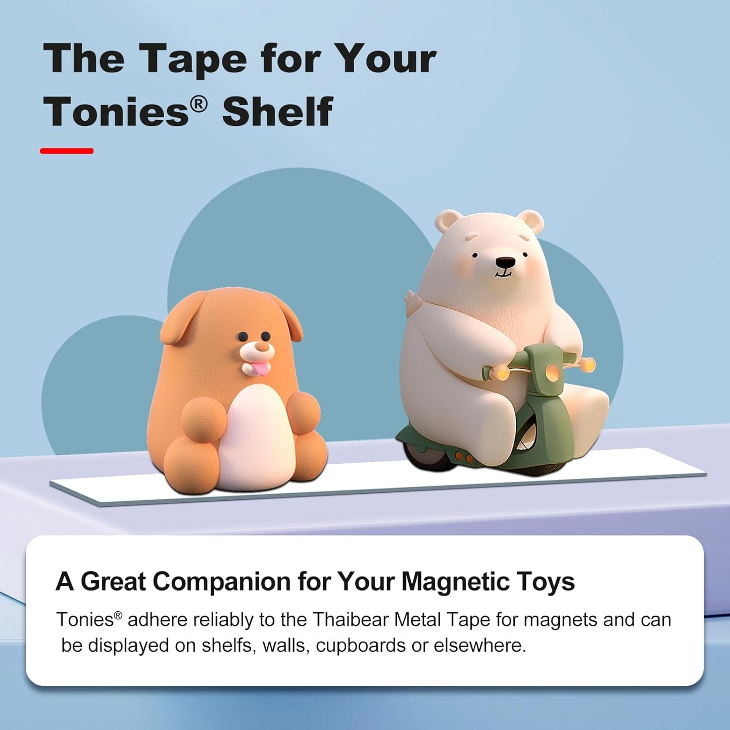 Thaibear Metal Tape for Magnets (1.4'' Wide x 5 ft Long) Flexible Metal Strips Self Adhesive, Ferrous Tape Stick Thin Metal Strips Roll for Magnets