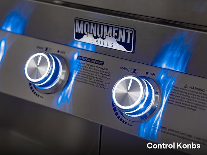 Monument Grills 4+2 Burner 72,000 BTUs Propane Gas Grill 700 sq.in. Stainless Steel Grill Built-In Thermometer, with two Side Burners