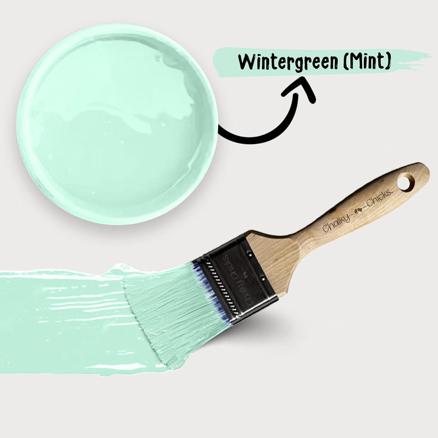 Chalky Chicks All-in-One Chalk Paint for Furniture or Cabinet - 8 Fl Oz - Matte Finish Wintergreen (Mint) for Metal, Wood Furniture Paint - No Sanding All-in-One for Home Decor & Crafts, USA Made