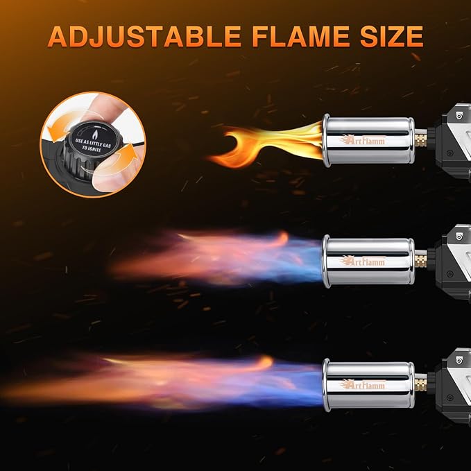 Powerful Propane Torch Gun, Kitchen Grill Torch with Detachable Design, Adjustable Flamethrower Torch Burner for Searing Steak, BBQ, Welding, Camping Charcoal Lighter(Tank Not Included)